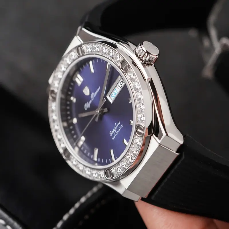 Đồng Hồ Nam Olym Pianus OP-99045 Niềng Đá - Mặt Kính Sapphire Nguyên Khối Size 41.5MM | Máy Cơ Automatic Bảo Hành 5 Năm 2