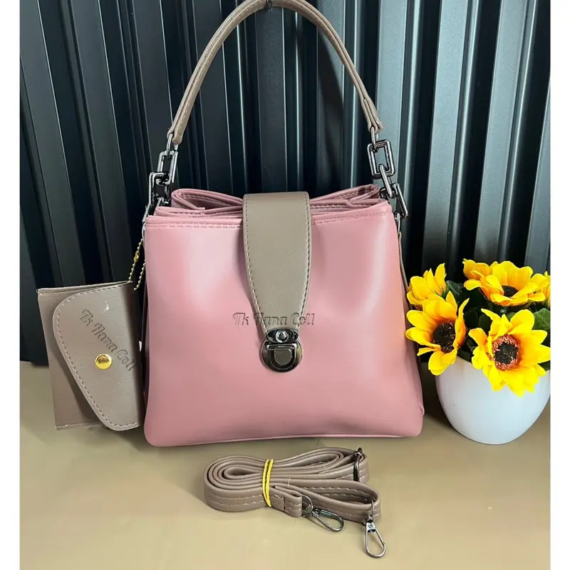Tas Handbag zura 3Ruang Combi Coklat Free Dompet/Tas Slempang wanita 1