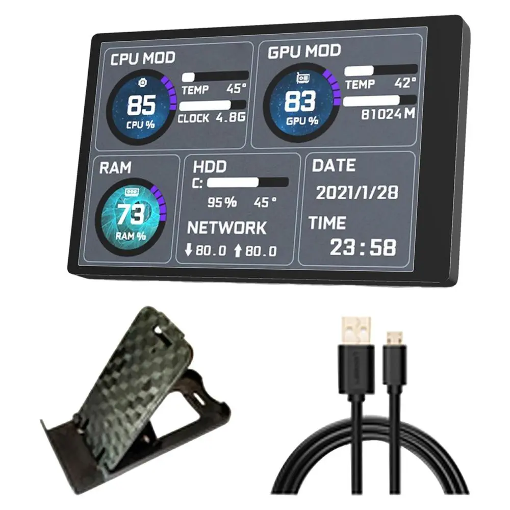 3.5 inch IPS Screen Monitor for CPU GPU RAM HDD USB Secondary Screen for PC Case