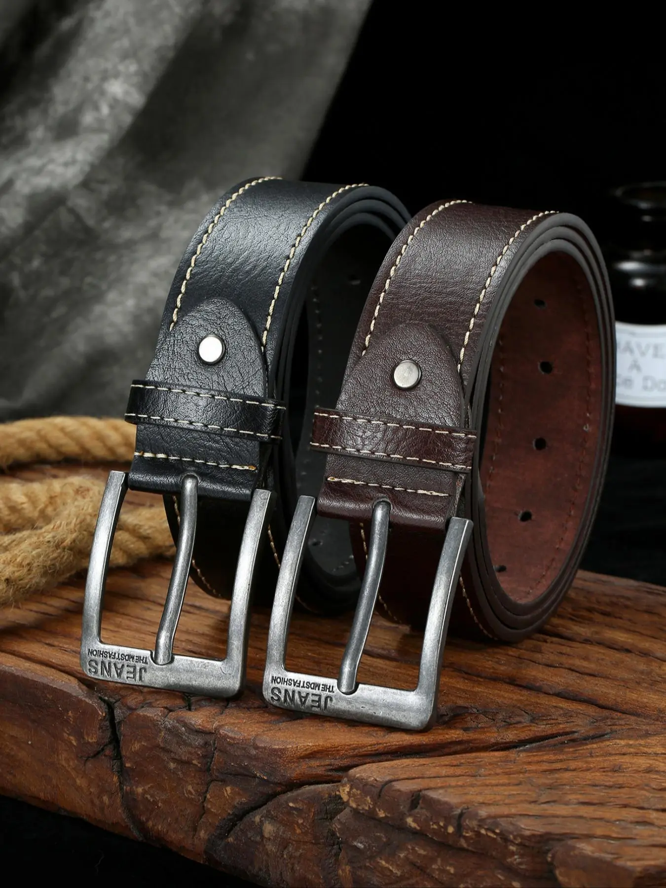 Men's Business Fashion PU Leather Belt, Minimalist Casual Waistband for Jeans Trousers, Trendy All-match & Exquisite Belt for Birthday Gift