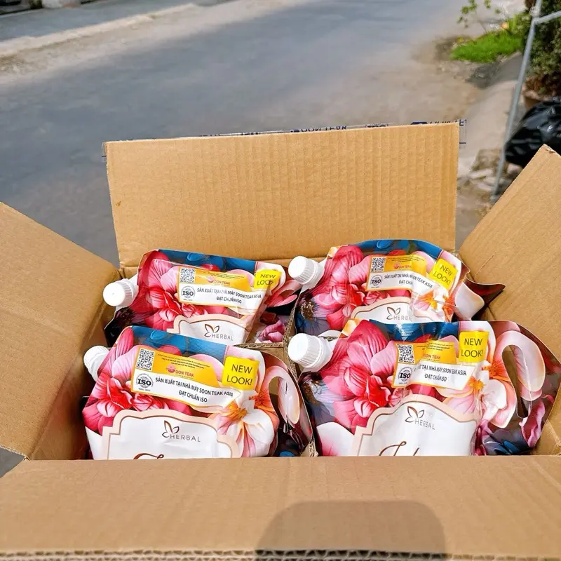 Nước giặt xả herbal hương nước hoa Pháp thùng 4tuí 12kg đạt chuẩn iso 9001 (tem chống hàng giả ) 7