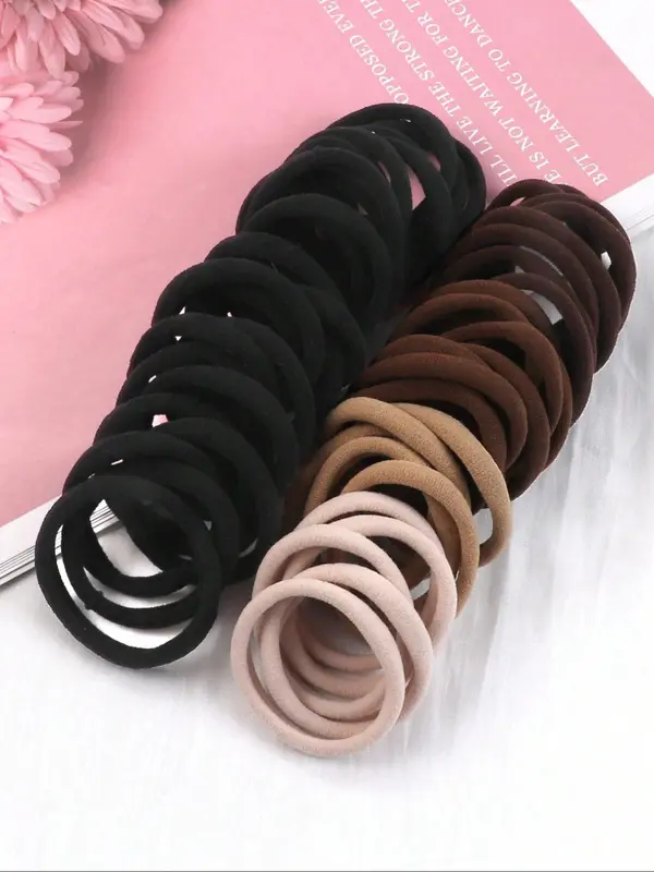 Solid Color Hair Tie, High Stretch Hair Tie, Casual Hair Accessories for Women & Girls, Minimalist Headwear Suitable for Ponytails 3