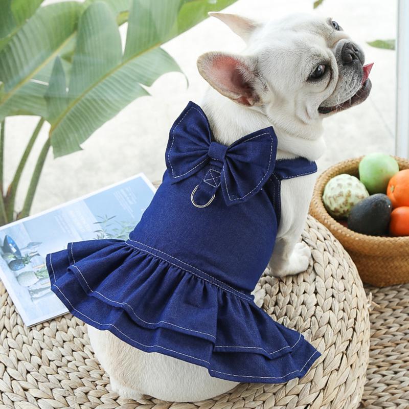 Kejixsa-Váy Denim Phong Cách Thú Cưng, Áo Vest Ngoài Trời, Quần Áo Không Tay Cho Chó Con, Quần Áo Bó Sát 5