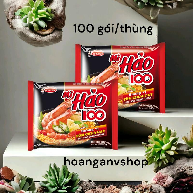  Mì Hảo 100 Tôm Chua Cay 65gram - 100 gói thùng - Hàng chính hãng Miến 