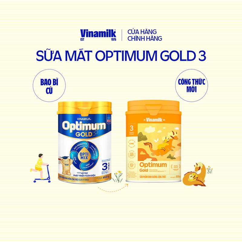 [CÓ THỂ NHẬN BB MỚI/ CŨ] Hộp Sữa bột Vinamilk Optimum Gold 3 (Hộp thiếc 850g)