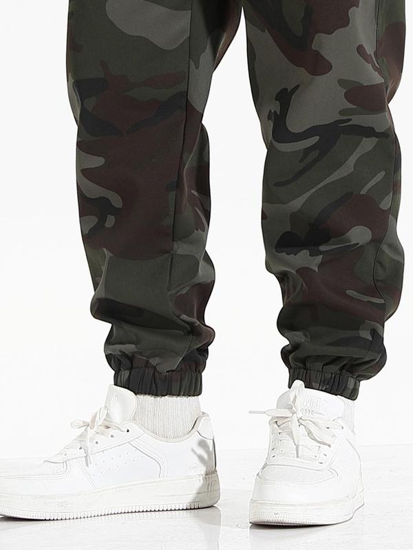 Men's Camo Print Drawstring Waist Jogger Pants, 2024 New Style Regular Fit Casual Pocket Trousers for Fall & Winter, Men's Bottoms for Daily Wear, Pants for Men 7