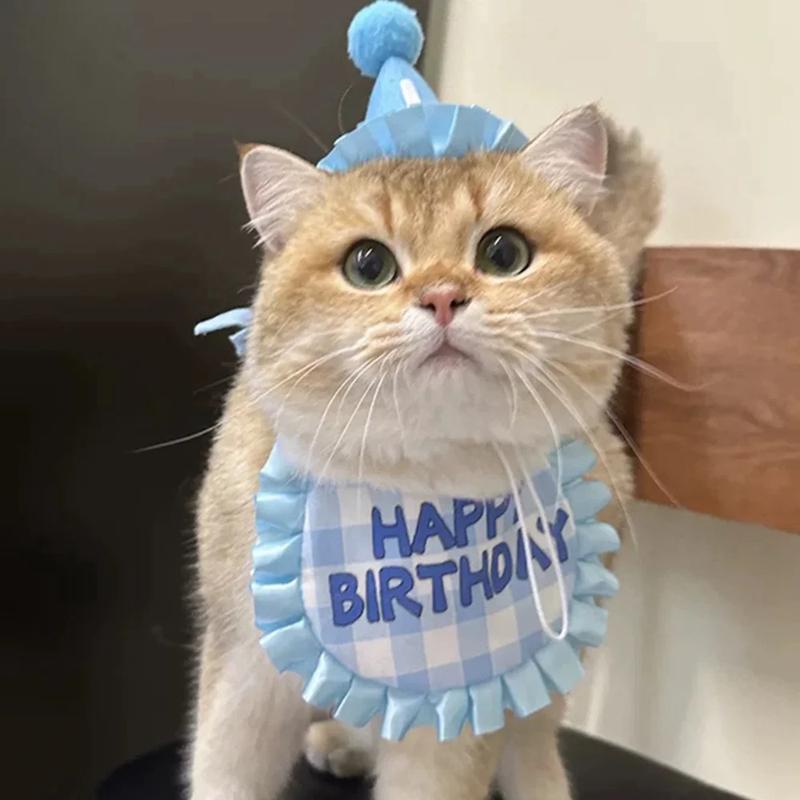 Product Introduction of Cat Birthday Scarf Hat Set Dog Birthday Party Supplies Pet Scarf Cute Puppy Birthday Hat Scarf Decor For Small Medium Pets 2024 11