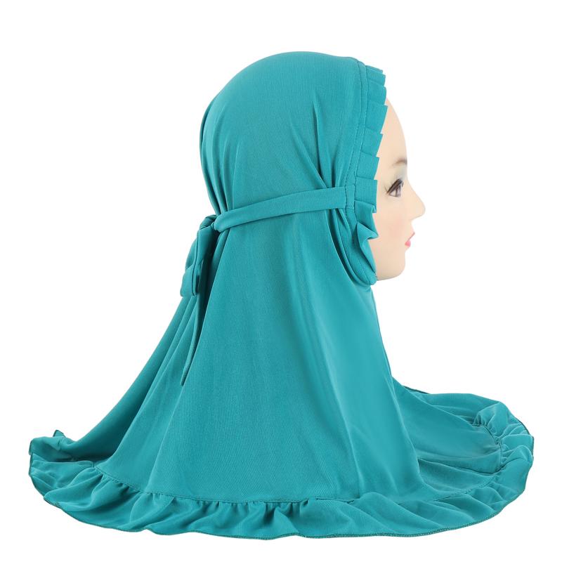 Product Introduction of Hat with Pleated Hem, Ruffled Edges, Lace Trim, Little Girl Children's Headscarf, Malay Scarf H364 4