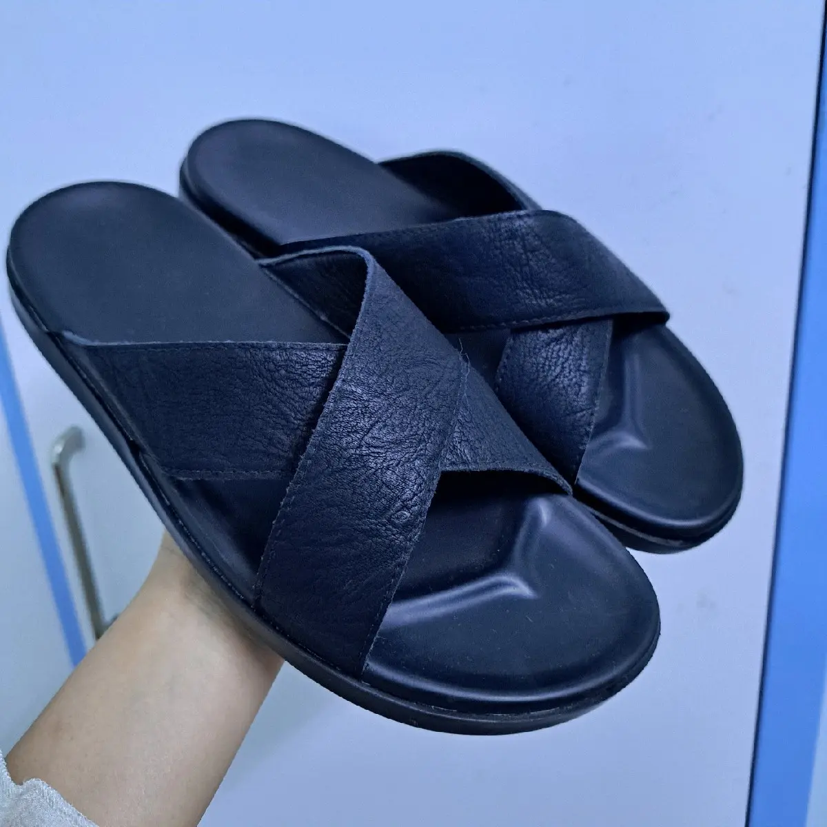 DéP quai da chữ X thời trang nam nữ may viền đủ size DéP Đế Bằng Quai Ngang Slipper
