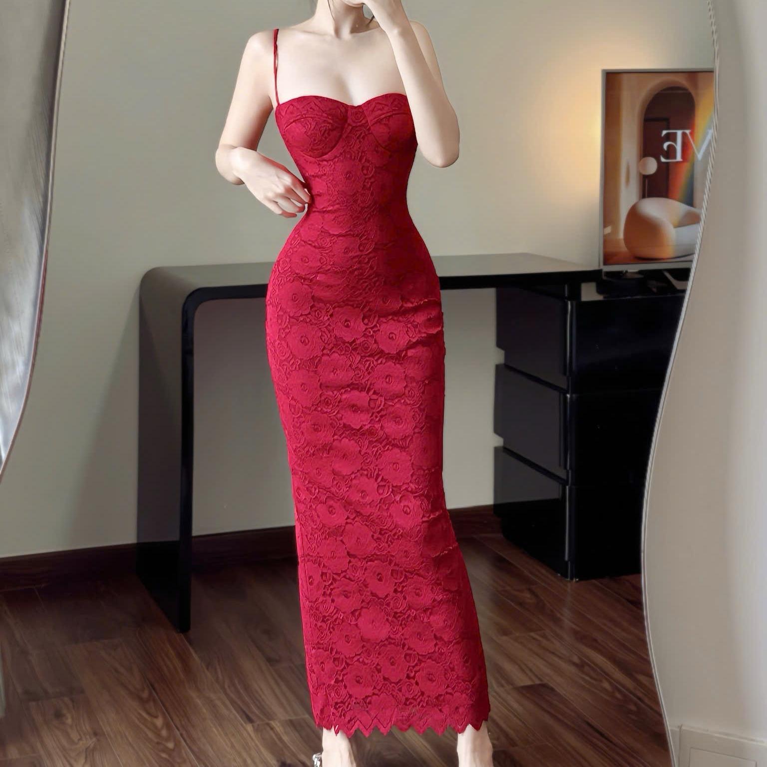 [MAISEY 2388] ĐẦM REN THUN ÔM BODY CAO CẤP