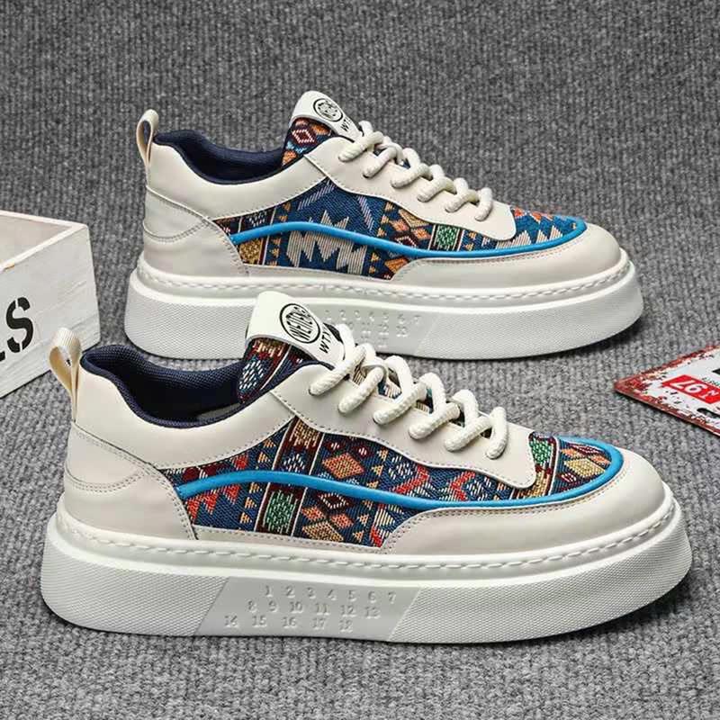 Giày sneaker nam LAKINTA giày nam hoạ tiết thổ cẩm đế khâu G612 Cao Su Shoes Đế Bằng