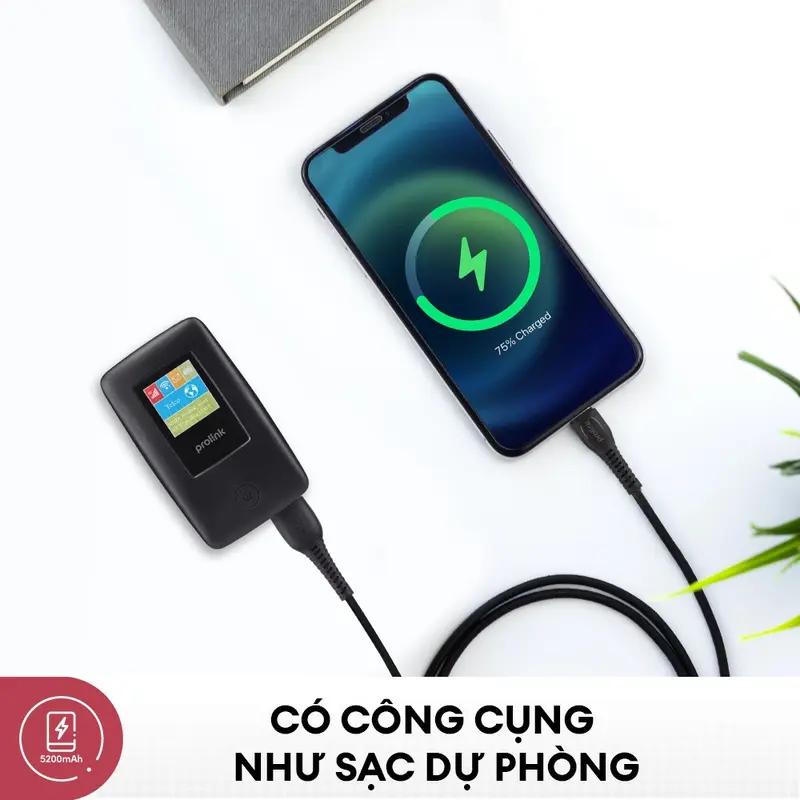 Bộ phát Wifi di động PROLiNK DL7203E 4G LTE 150Mbps, pin 6000mAH, màn hình TFT 1.44", cổng RJ45, USB 2.0 - Mobile 3