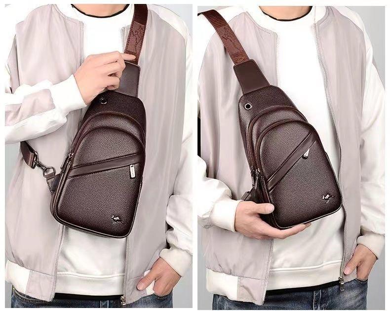 Product Introduction of Túi Đeo Chéo Da Nam, Kangaroo, Túi Đeo Ngực, Túi Pannier Ba Lô, Đa Năng, Dung Lượng Lớn, Túi Đeo Một Bên Vai Đi Chơi Hàng Mới Về 13