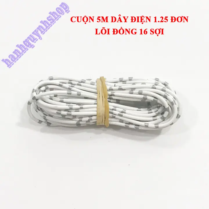 Cuộn 5m dây điện nhật 1.25 đơn lõi đồng 16 sợi 5 màu, dây điện đơn 6