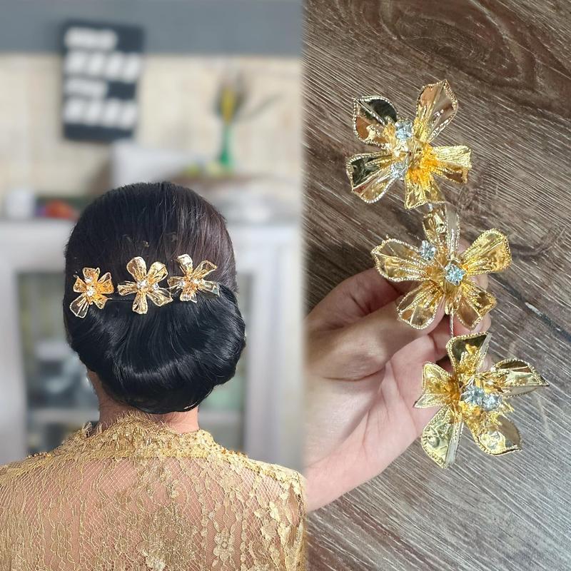 Product Introduction of Semanggi Bunga Aksesoris Hiasan Sanggul Rambut isi 4 Tunjung Sari Mutiara Krengseng Cucuk Mahkota Tusuk Konde 1