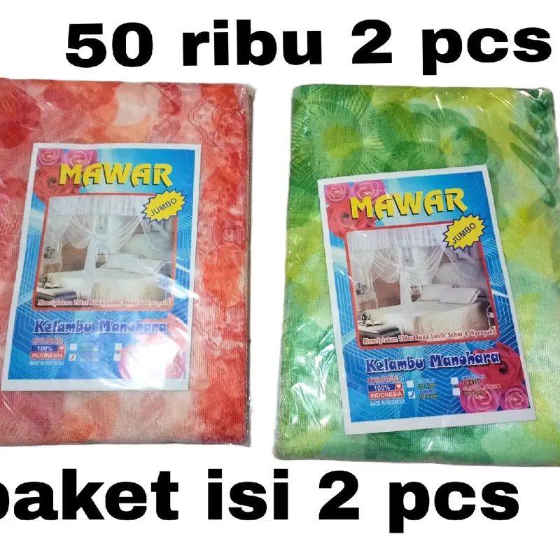 isi 2 pcs kelambu motif bunga ukuran 200x200 200x180 200x150 200x120 0