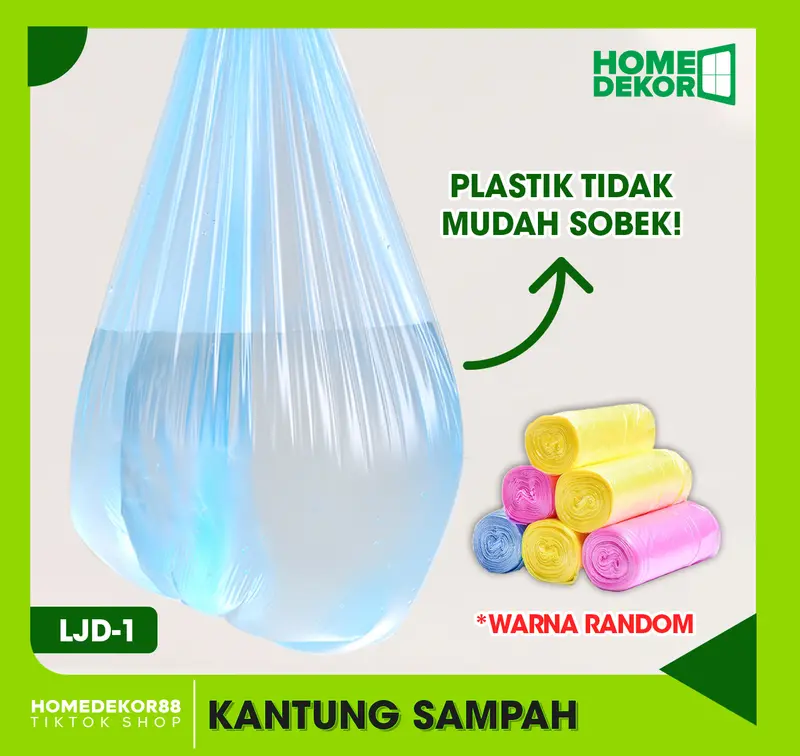 HOMEDEKOR88 - Kantong Sampah Plastik Roll Trash Bag / Kantong Sampah Serbaguna Isi 5 ROLL  LJD-1 1