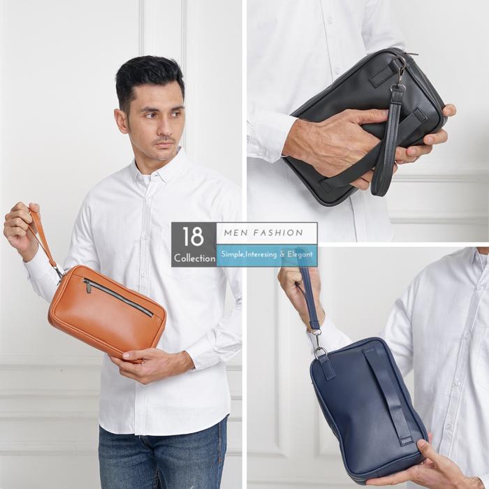 Gambar Hand Bag Pouch Kulit Import PREMIUM dari 18Collection Kota Administrasi Jakarta Barat Tokopedia
