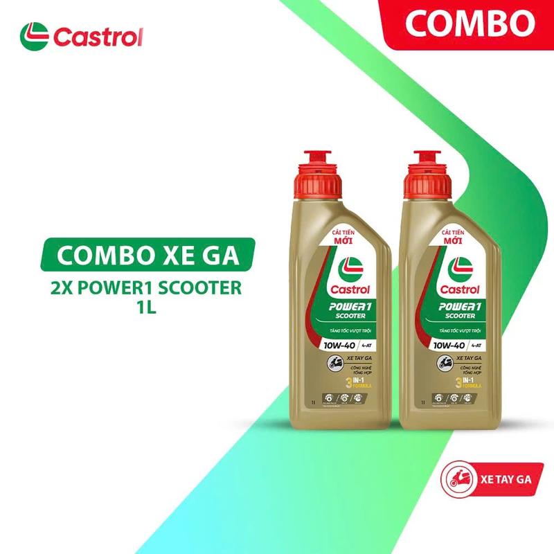 Combo xe ga 2 chai Castrol Power 1 0.8/1L - Combo Castrol Power 1 0.8/1L - Dầu Nhớt Xe ga 2 Chai - Xmas