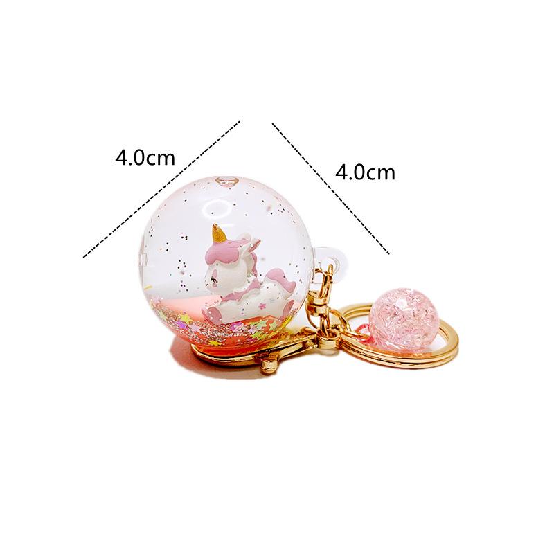 Product Introduction of Creative Liquid Oil Keychain Flowing Sand Keychain Crystal Ball Unicorn Floating Car Cute Bag Pendant 29