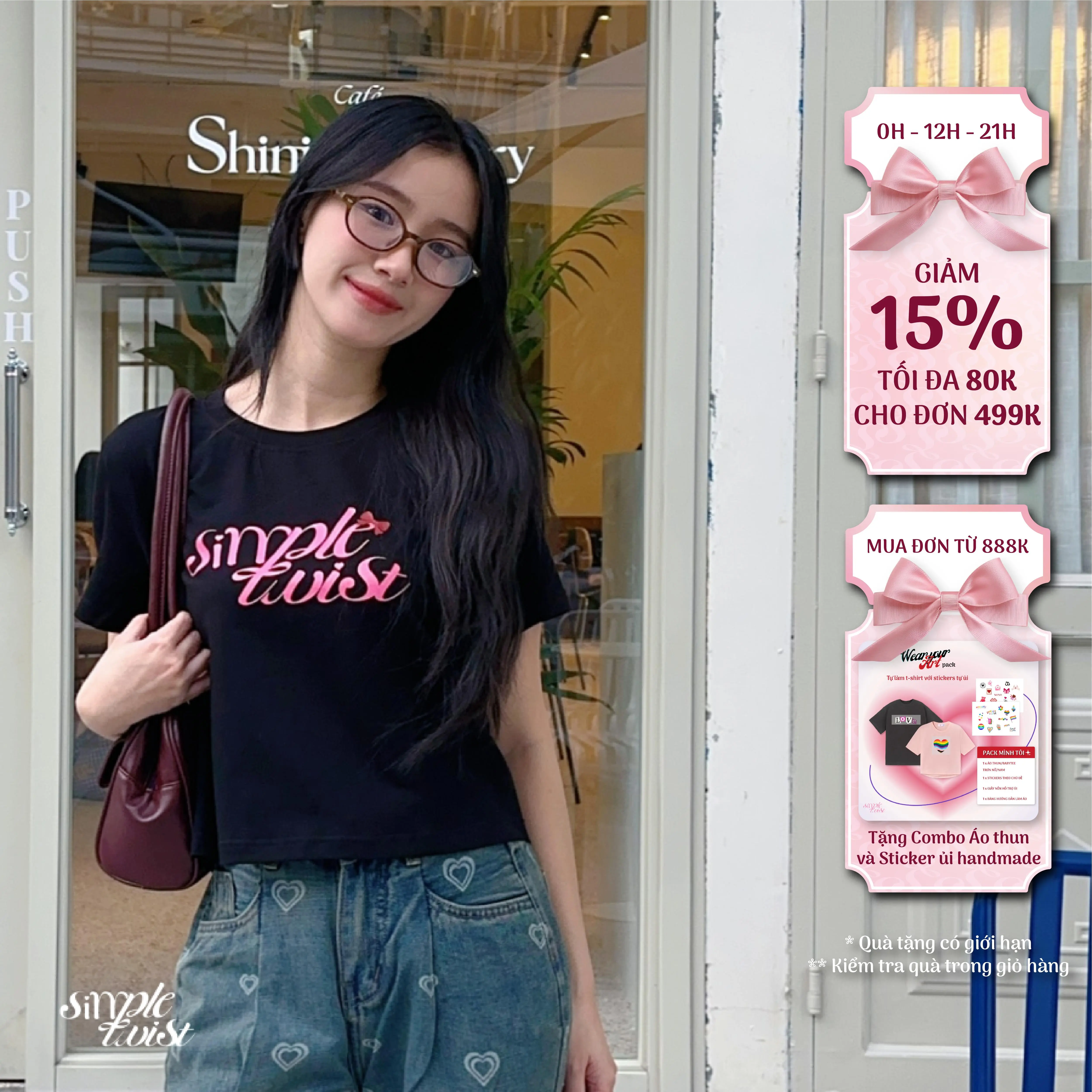 Simple Twist - Áo Thun Nữ, Áo Phông Unisex