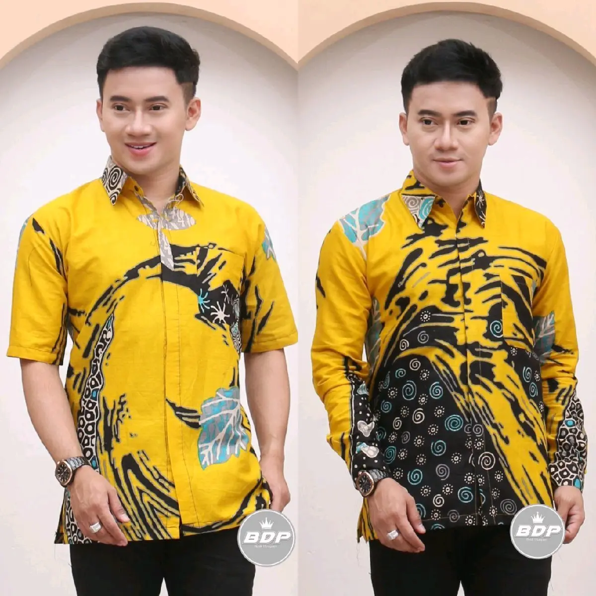 Kemeja Batik Daun Kuning Fashion Pria