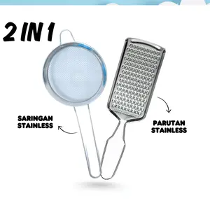 2in1 Paket Alat Parut Saringan Mpasi Bayi Stainless Steel Serbaguna Feeding Baby Food Maker Strainer Grater yang aman