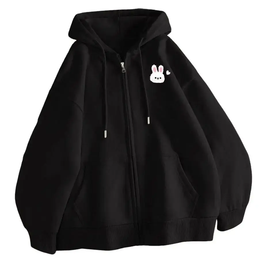 Áo Hoodie Dành Cho Bé, Hình Thỏ Trái Tim Trắng Đơn Giản Đáng Yêu, Chất Vải Nỉ Cotton Mềm Mịn Ấm Áp