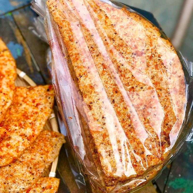 Gói 5 Bánh tráng dừa nướng sấy mắm tép mix nhiều vị Bình Định banh trangsua
