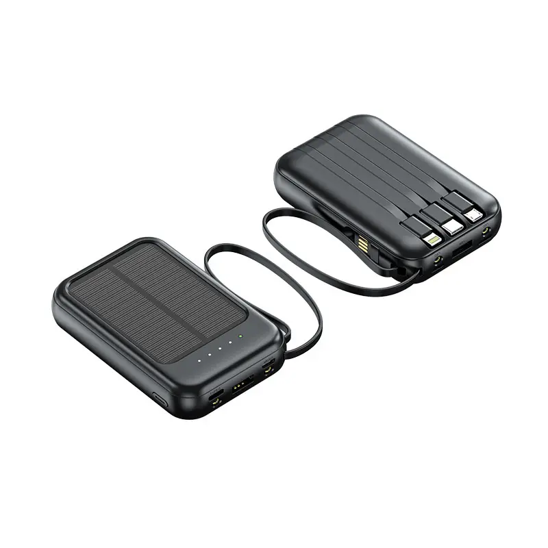 พาวเวอร์แบงค์ชาร์จพลังงานแสงอาทิตย์ ใหม่ พร้อมสายเคเบิล 20000 MAh แบบพกพา ความจุขนาดใหญ่ เหมาะสำหรับตั้งแคมป์ พาวเวอร์ซัพพลายมือถือ เข้ากันได้กับ iPhone 17, Xiaomi 15, Samsung และ Vivo solar  power