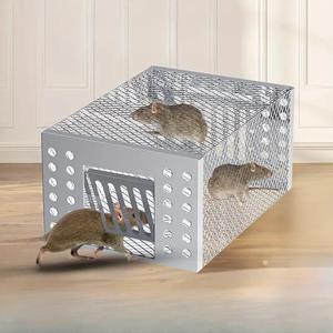 Mouse Cage, 1-way Door Design Mouse Trap, Durable Iron Mouse Cage, Pest & Weed Control Accessories for Home & Office