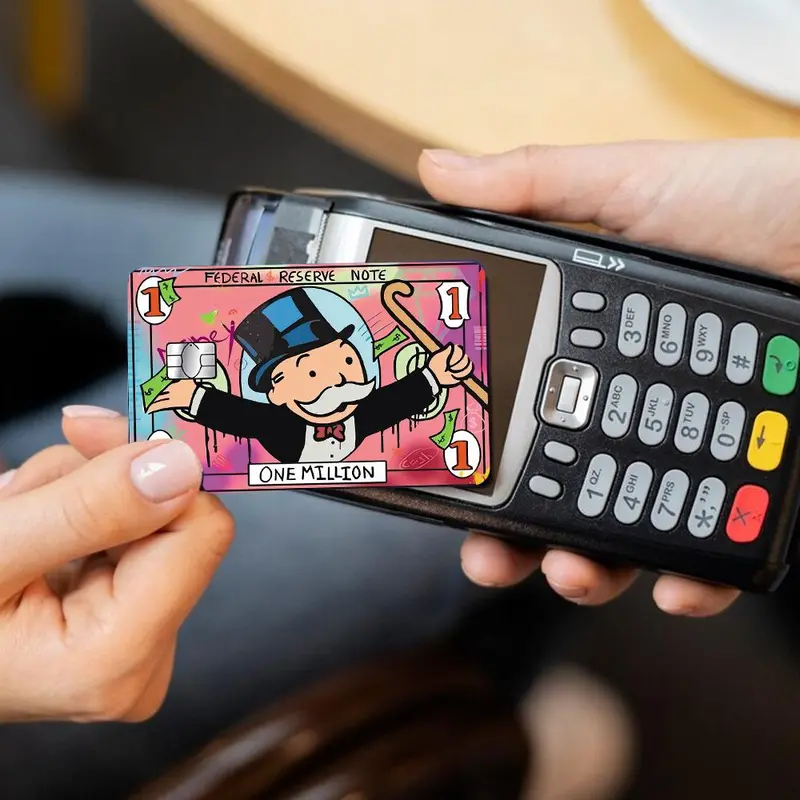1 Dollar Funny Man Pattern Credit Card Skin Wrap Sticker, 3 Counts Cute Aesthetic Credit Card Sticker, Fashion Funny Card Covers 4