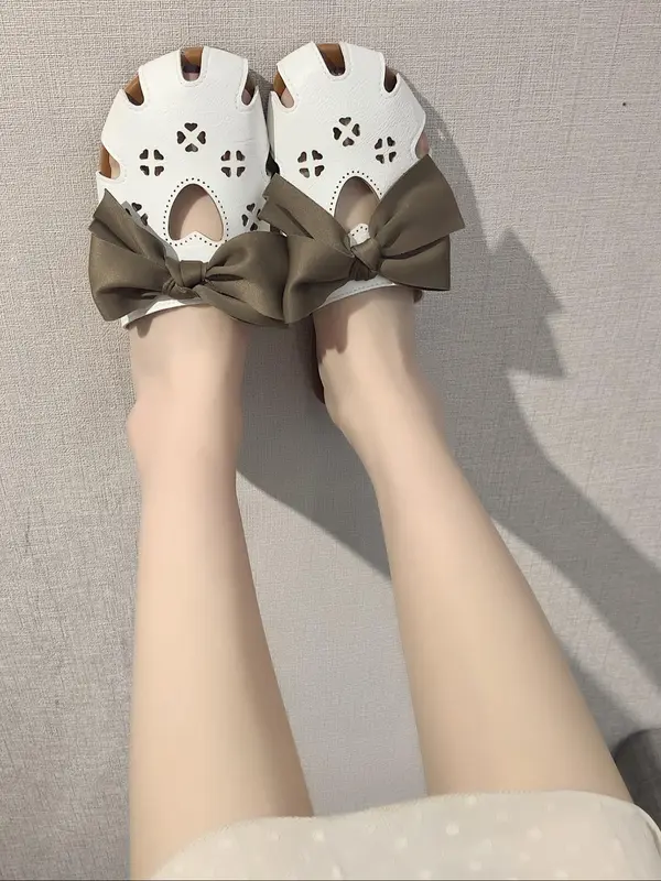 Women's Fashionable Bowknot Design Slides, Casual Comfortable Breathable Slides for Summer, Female All-match Round Toe Slippers for Daily Wear, Walking Shoes 2