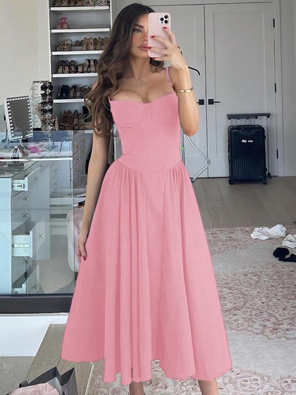 Women's Solid Color Cami Dress, Basic Sleeveless Zipper Dress for Party Club Dating Wear, Ladies Summer Clothes 7