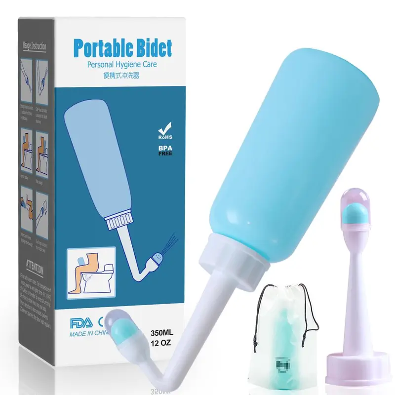 Portable Bidet Toilet Sprayer Cleaning Products for Bathroom Accessories, Peri Bottle for Postpartum Care, 350ML/12Oz Perineal Bottle Postpartum Essentials Upside Down Peri Bottle, Bidet Parts, Holiday Essentials, Travel Bidet with Nozzles & 1 Travel Bag 6