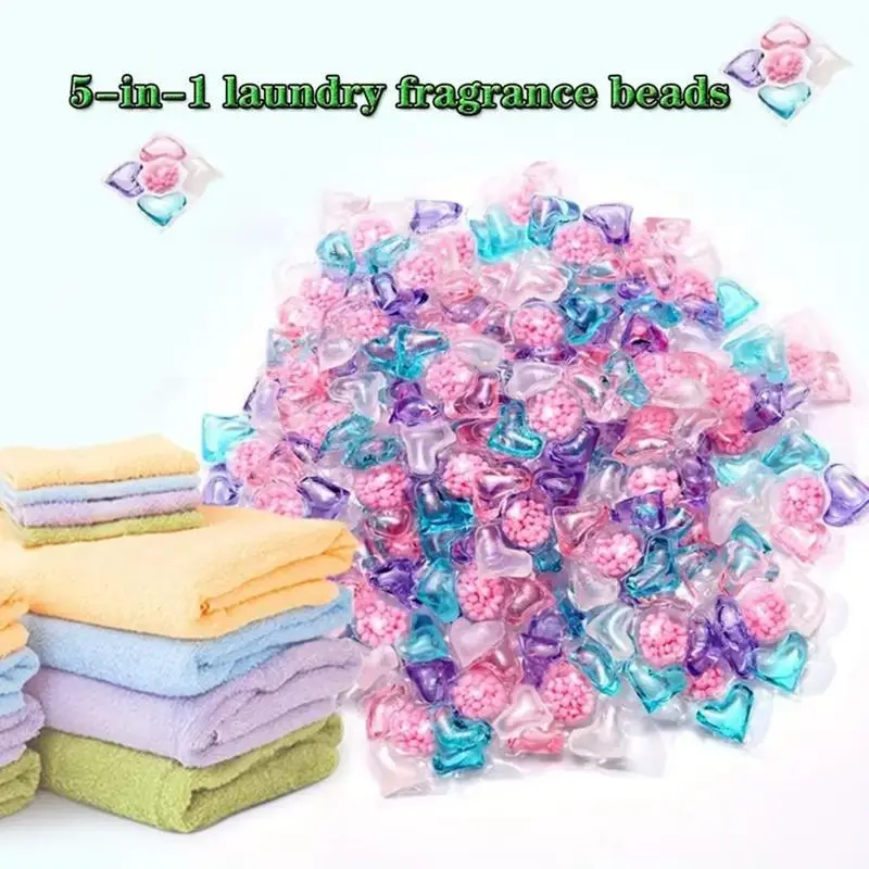 5 in 1 Long Lasting Fragrance Laundry Beads, 50pcs/pack Portable Laundry Detergent Beads for Home & Travel, Home Essentials 5