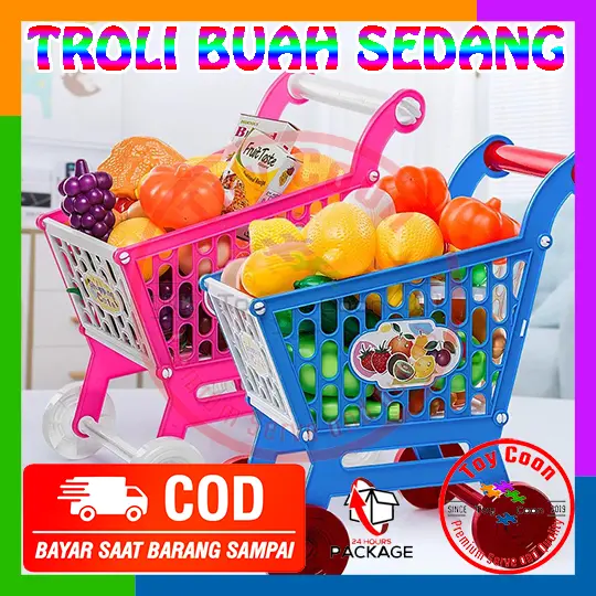 MAINAN ANAK PEREMPUAN TROLI BELANJA MAINAN ANAK TROLLEY STROLLER KERANJANG MASAK MASAKAN BESAR / Mainan troli / Mainan troli anak / troli buah 2