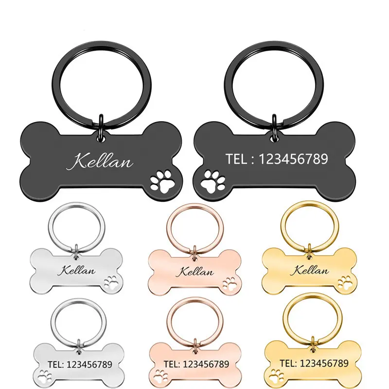 Fashion stainless steel pet metal ID tag anti-loss dog tag Titanium steel military tag pendant engraved dog tag