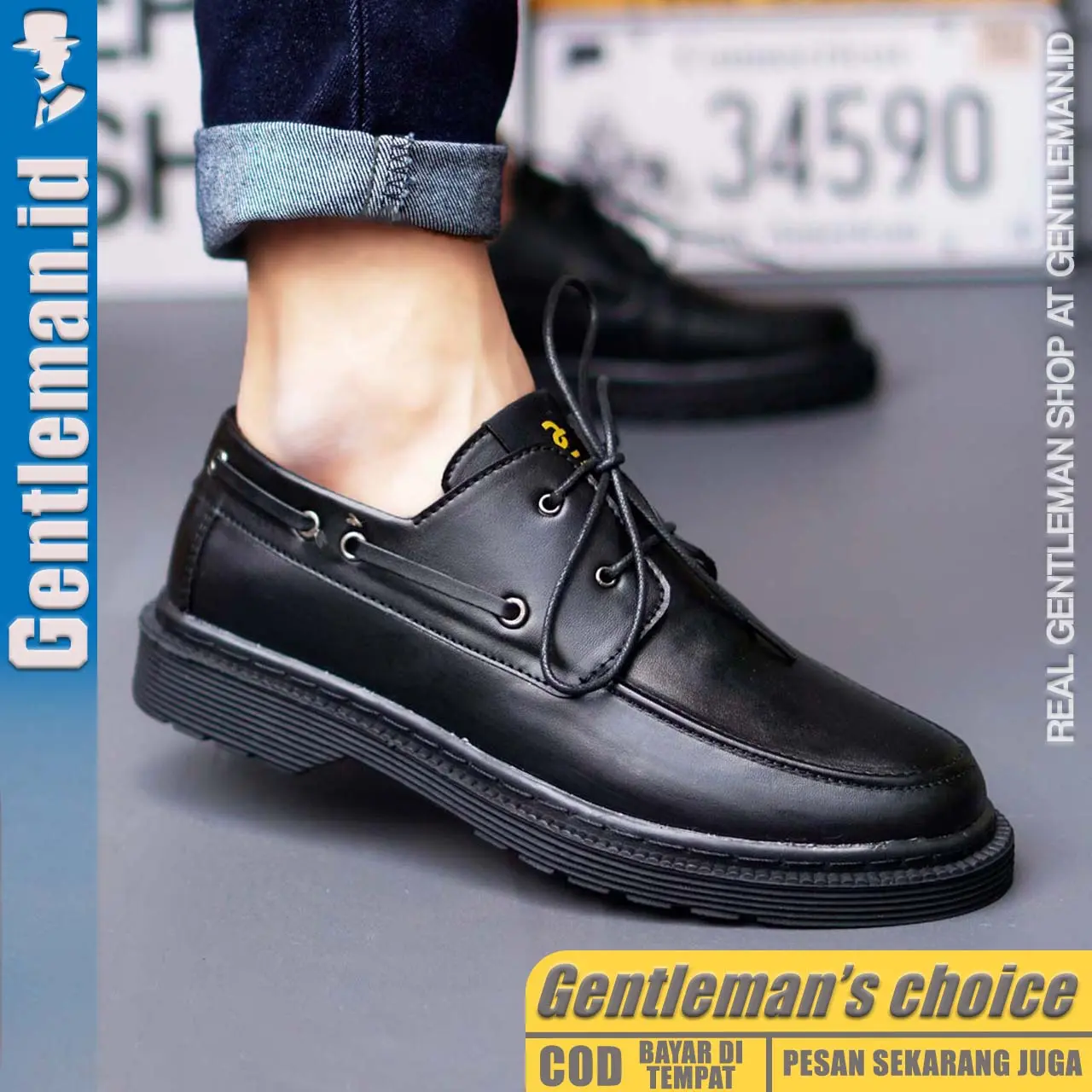 GENTLEMAN Clovis Sepatu Formal Pria Hitam Docmart Kerja Kantor Harian Original Keren Shoes Pantofel