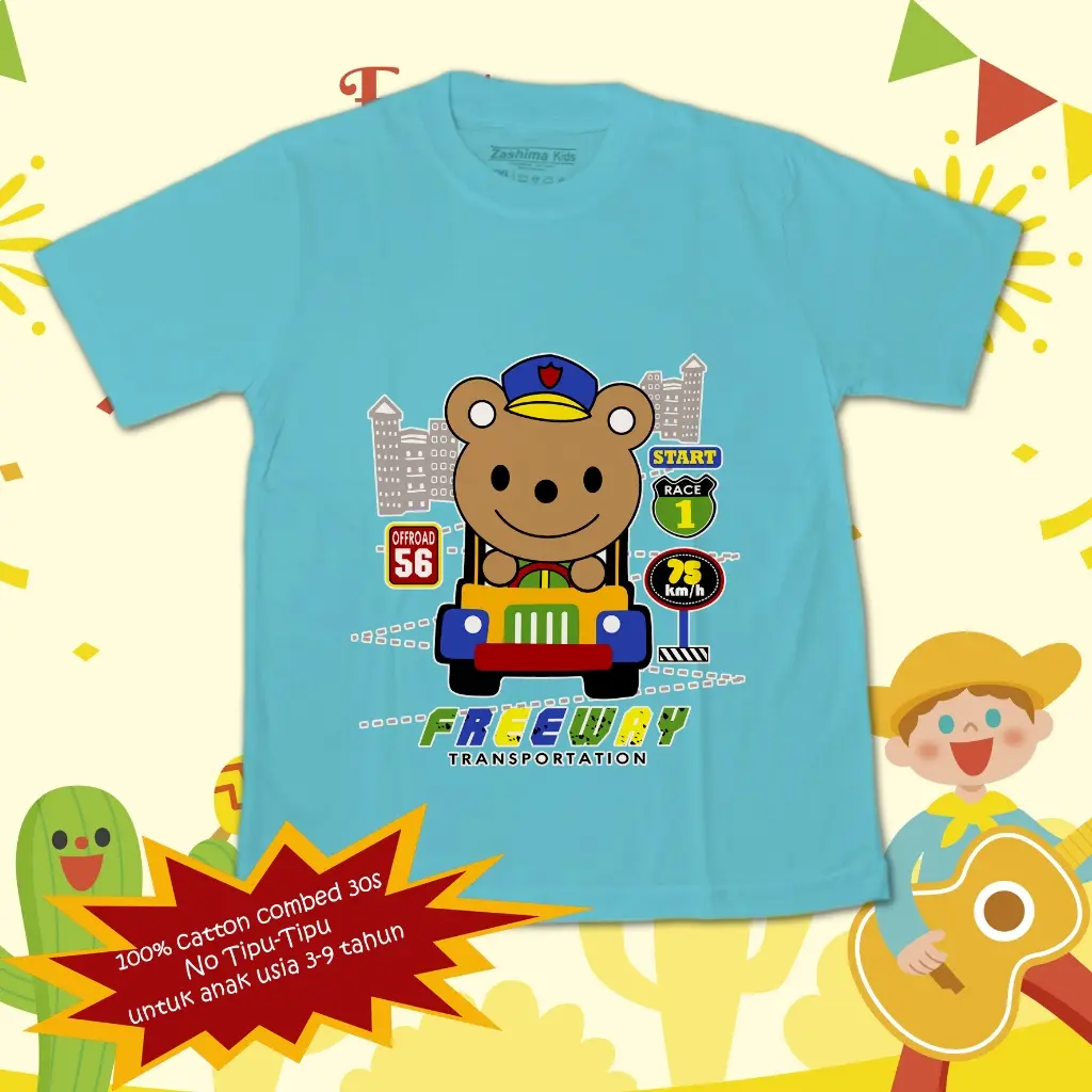 Kaos distro anak premium bahan adem / 100% katun untuk usia 3-9 tahun