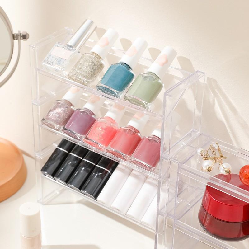 [mqs]Multifunction Clear Nail Polish Rack Cosmetic Display Stand Holder Manicure Tool Storage Organizer 3
