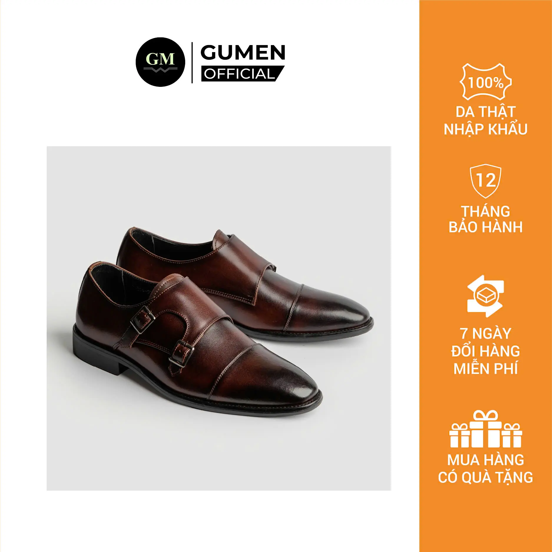 [ ĐỘC QUYỀN GUMEN ] Giày DOUBLE MONKSTRAP MT 666 NÂU Đế PHÍP - BUỘC DÂY Da Bò NAPPA Cao Cấp Mềm Mại Thoáng Khí Trẻ Trung
