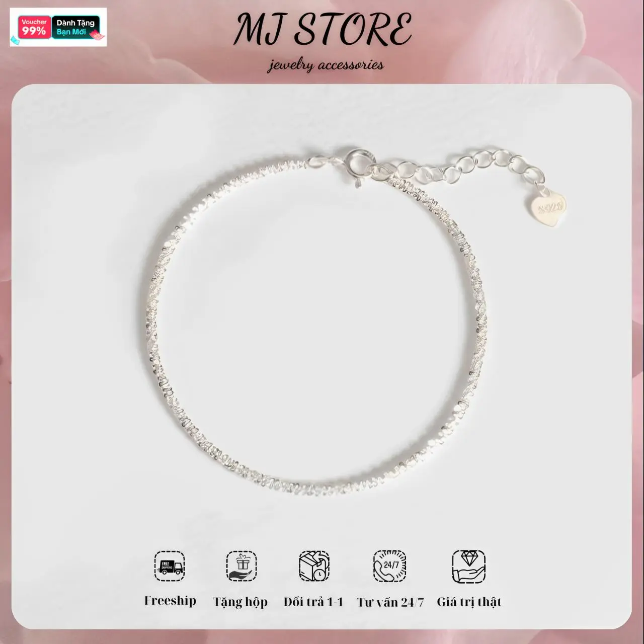 LMA Vòng Tay Lắc Tay Bạc Luxury Korea Phụ Kiện Thời Trang Cho Nữ VT08 vòng  tay
