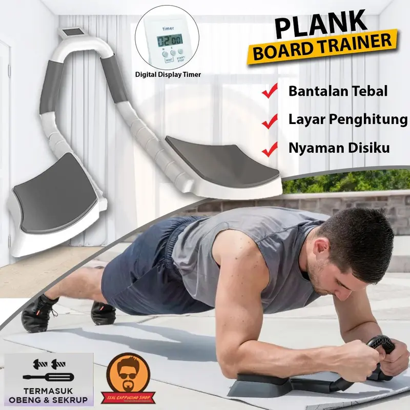 Plank Trainer Penahan Siku Alat Bantu Push Up Latihan Perut + LCD Outdoor Otot 0