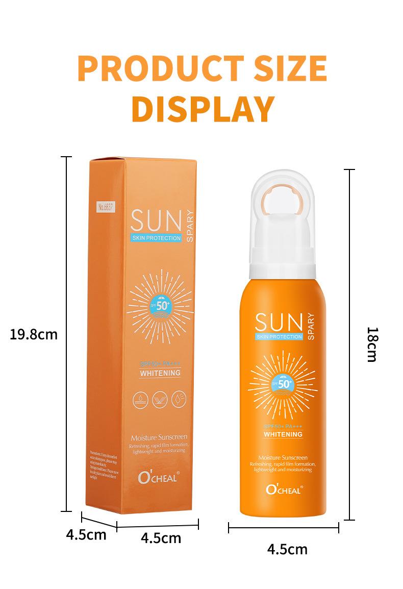 Product Introduction of Summer Waterproof Sunscreen Spray Brightening Refreshing Non-Greasy Sunscreen 50 Times Sunscreen Spray Skincare Facial Skin Repair 14