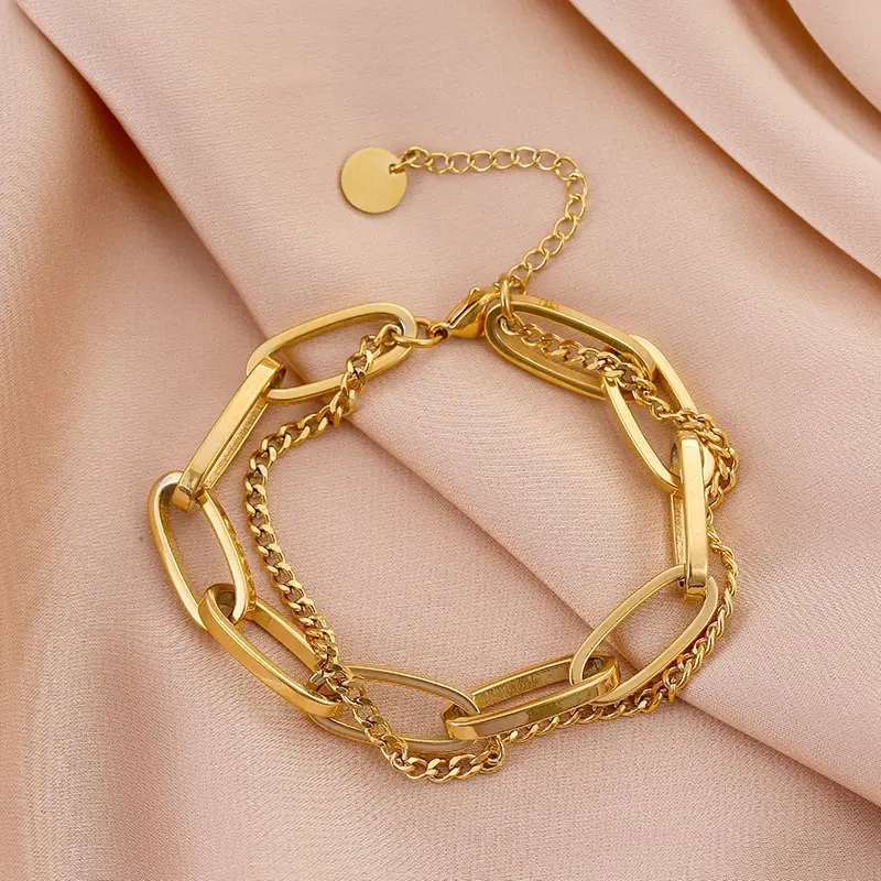 44. Gelang TITANIUM two layer rantai (ANTI KARAT ANTI LUNTUR) - titanium.bywearring 2