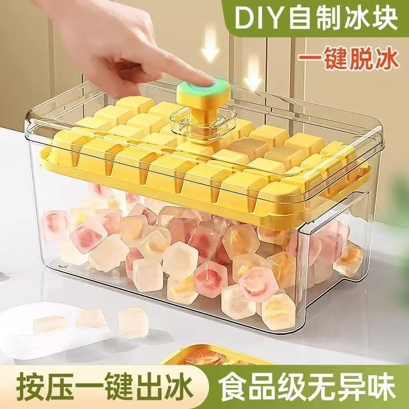 Khuôn Làm Đá Viên, Chất Liệu Cấp Thực Phẩm Hộp Ép Khay Làm Đá, Khuôn Làm Đá Đông Lạnh, Có Nắp Đậy, Sử Dụng Tại Nhà, Hộp Đựng Đồ, Thiết Yếu Cho Tủ Lạnh, Bán Trong 3 Ngày, [1842]