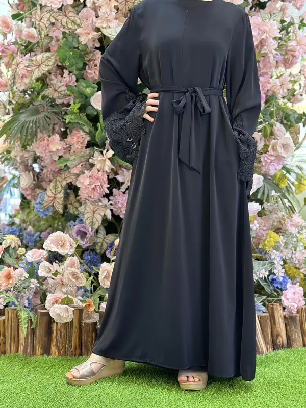 🔥BEST SELLER｜Front Zipper Nursing Abaya Dress✨ 🌺Breathable Nida Fabric｜5 Colors & Sizes｜Lace Cuffs & Adjustable Tie 💫Modest Muslim Fashion｜Perfect for Pregnancy & Breastfeeding #MaternityFashion #NursingDress #ModestOutfit #MuslimahStyle #6659 3