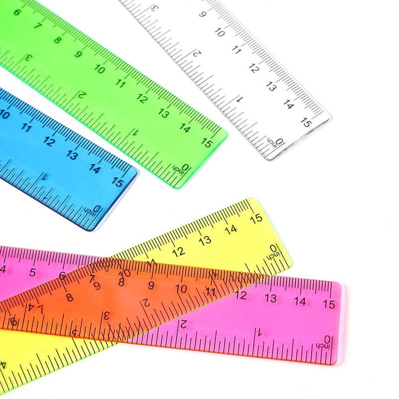 Product Introduction of 15cm Colorful Ruler, 20pcs Portable Clear Plastic Ruler, Straight Shatterproof Ruler, Math Supplies, School Office Measuring Tools 2