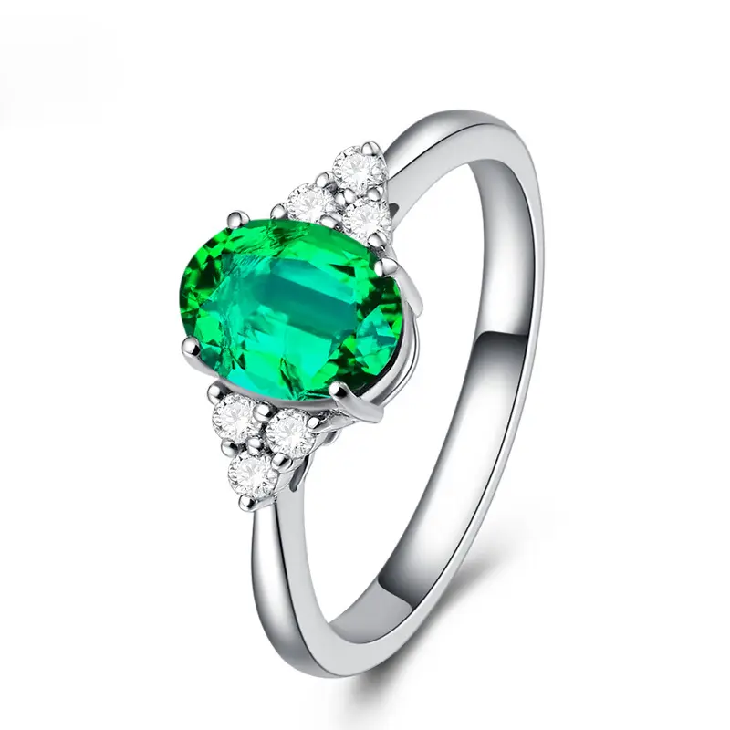 Inlaid Zircon Open Ring Simulation Natural Emerald Tourmaline Color Gemstone Open Adjustable Ring for Women